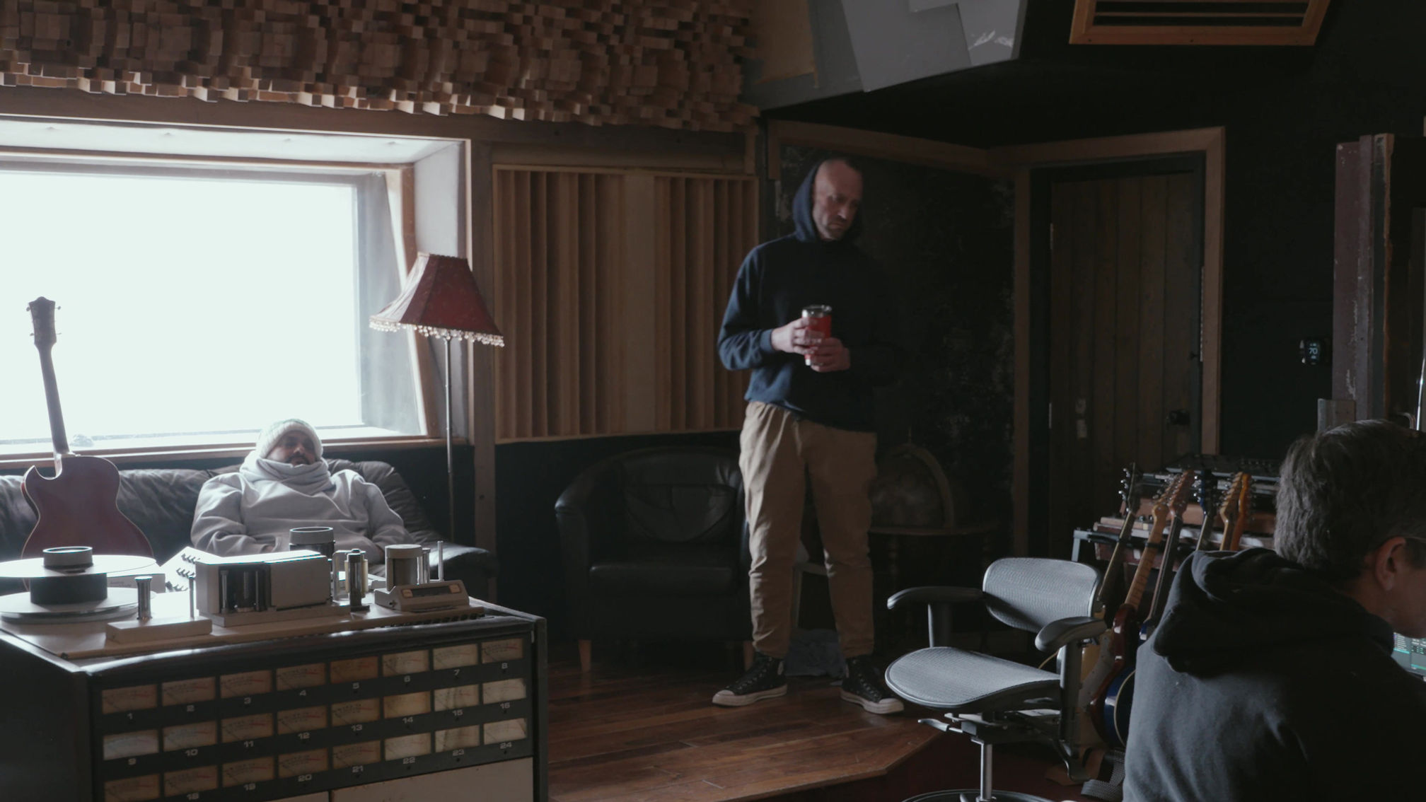 Mark, Eddie and Chris Playing It Back at Applehead Studios